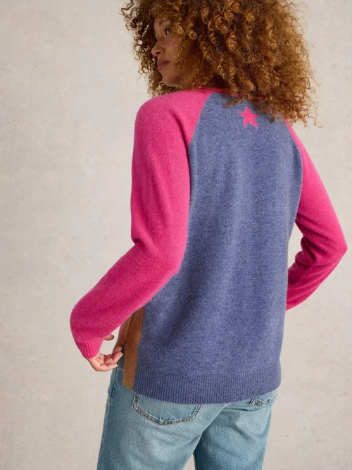 PULL EN CACHEMIRE À COL EN V VERITY - Pink Mlt - 52 Image 4