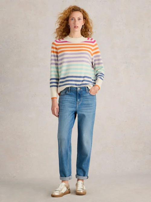 PULL EN CASHMERE RAINBOW STP CREW - Nat Mlt - 52 Image 2