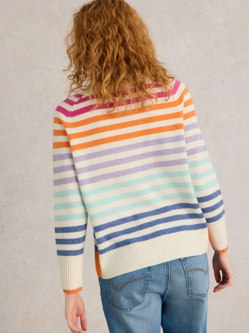 PULL EN CASHMERE RAINBOW STP CREW - Nat Mlt - 52 Image 4