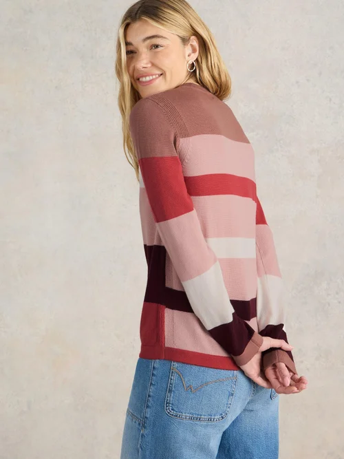 PULL EN LAINE MÉRINOS COLOUR BLOCK - Plum Mlt - 50 Image 4