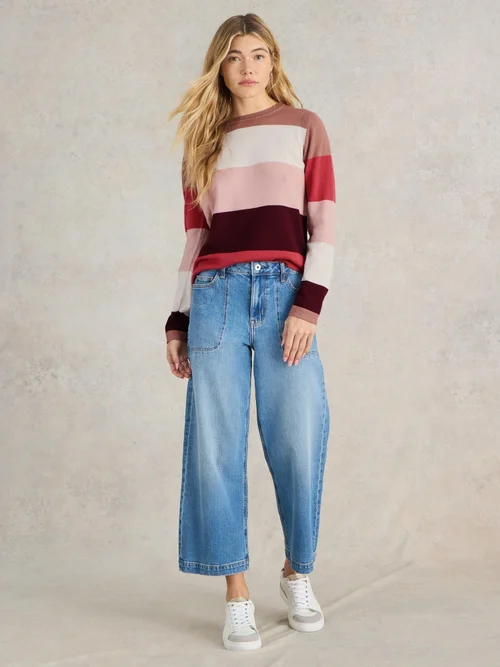 PULL EN LAINE MÉRINOS COLOUR BLOCK - Plum Mlt - 50 Image 2