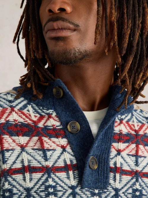 Pull à col cheminée Lewis Fairisle - Navy Multi - XXXL Image 3