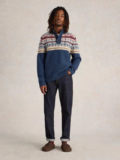 Pull à col cheminée Lewis Fairisle - Navy Multi - XXXL Image 2