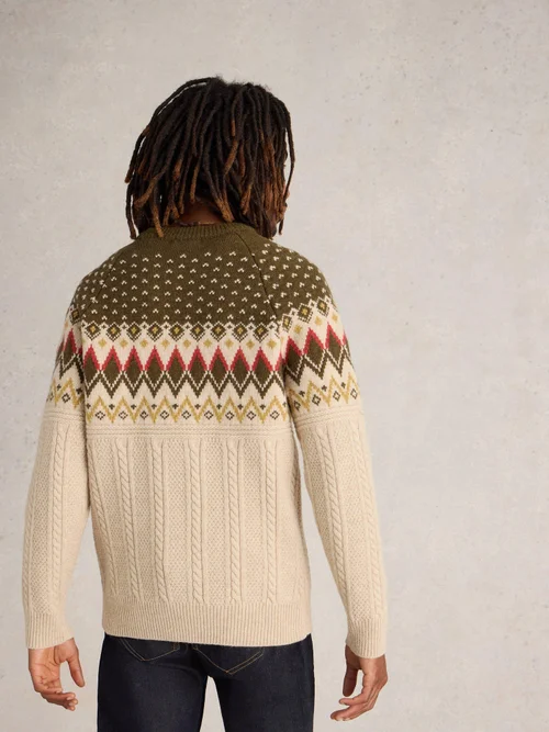 Pull à col rond et motif Fairisle torsadé - Nat Mlt - XXXL Image 4