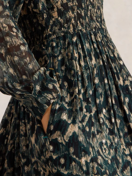 Robe longue Edie à pois métalliques - Blk Mlt - 48/R Image 3