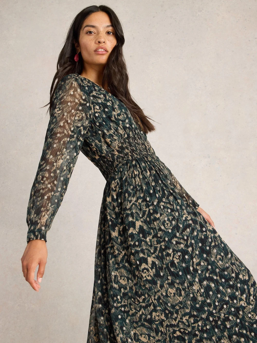 Robe longue Edie à pois métalliques - Blk Mlt - 52/R Image 1