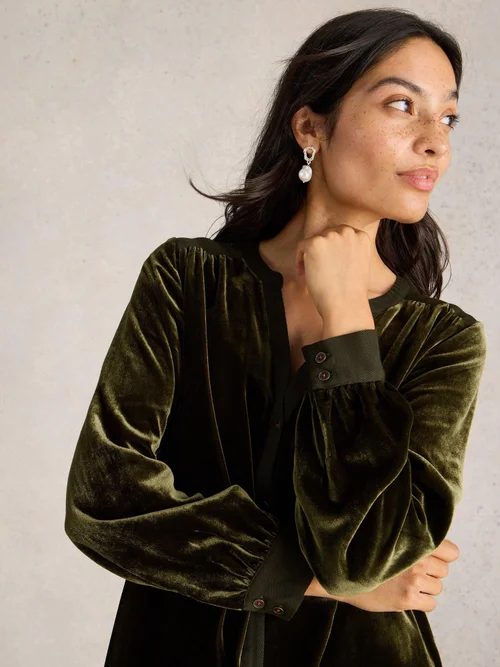 Tunique en velours olive - Khaki Grn - 42/R Image 3