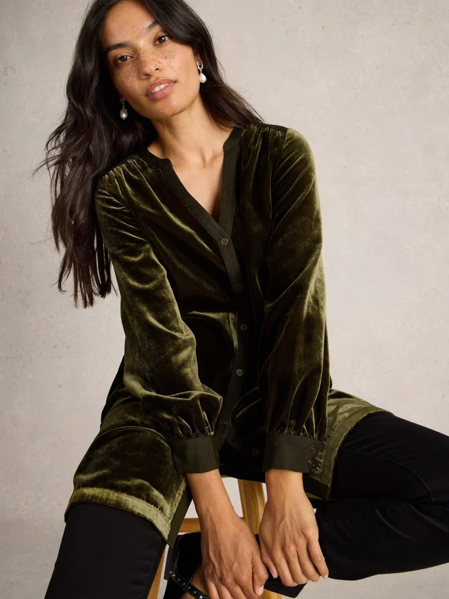 Tunique en velours olive