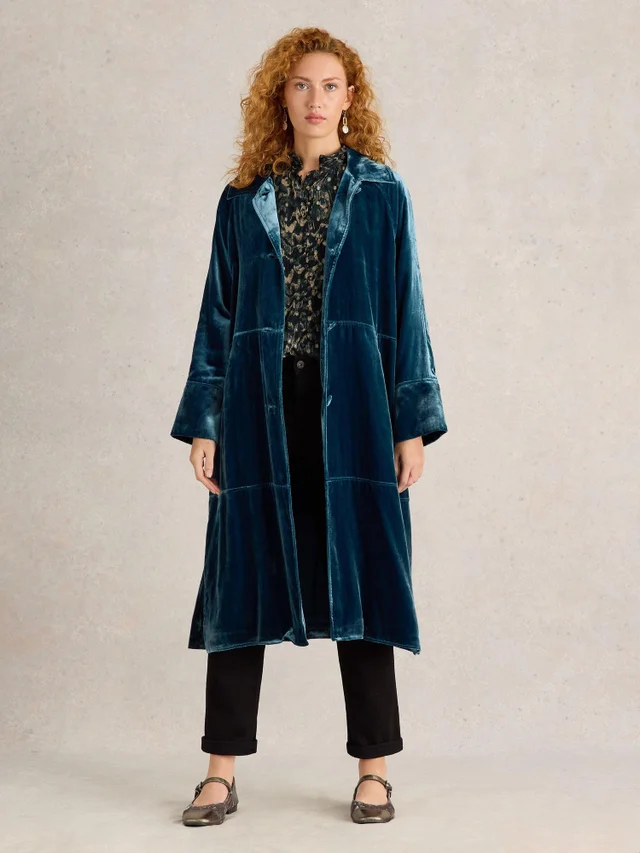 Manteau long en velours Freya