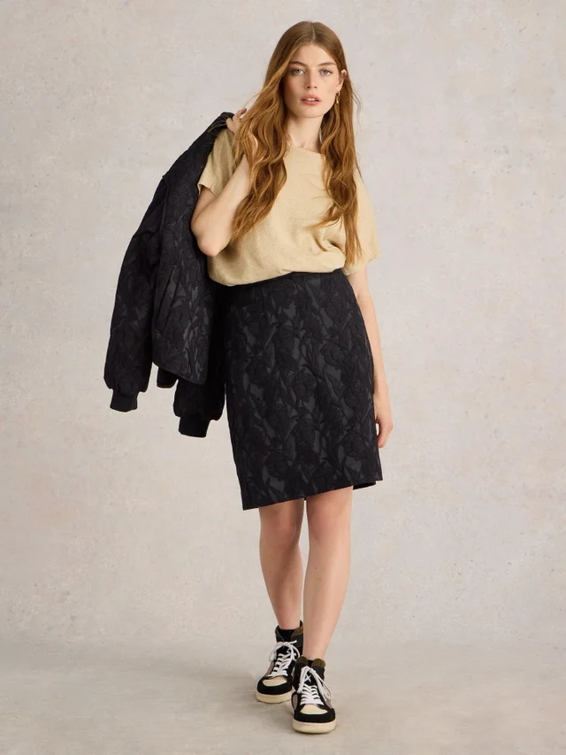 Jupe en jacquard corail