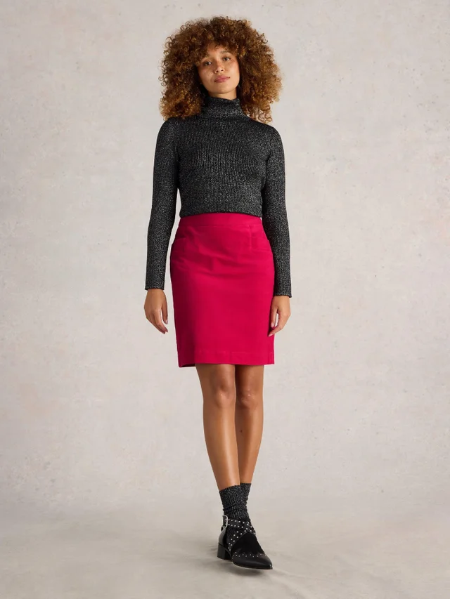 Jupe en velours corail