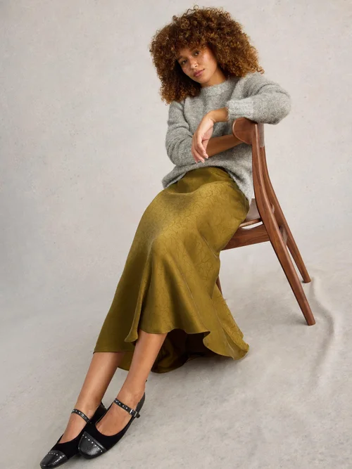 Jupe coupée en biais Darcy - Khaki Grn - 48/R Image 1