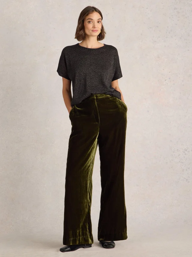 Pantalon large en velours Belle
