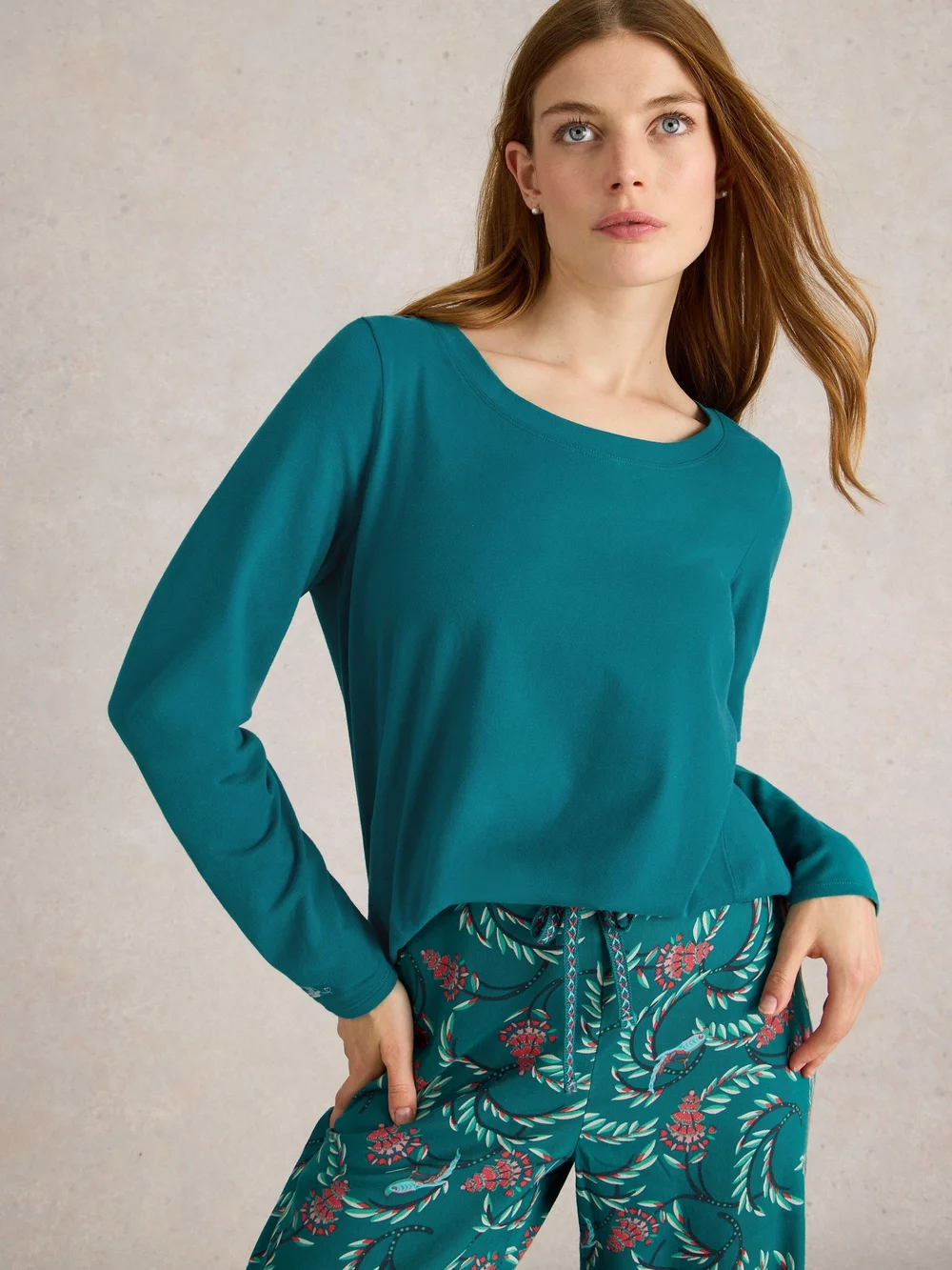 Haut pyjama en jersey Eva - Mid Teal - XXXL Image 1
