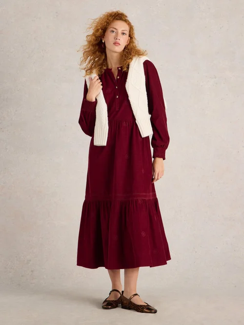 Robe en velours brodée Finn - Dk Plum - 52/R Image 2