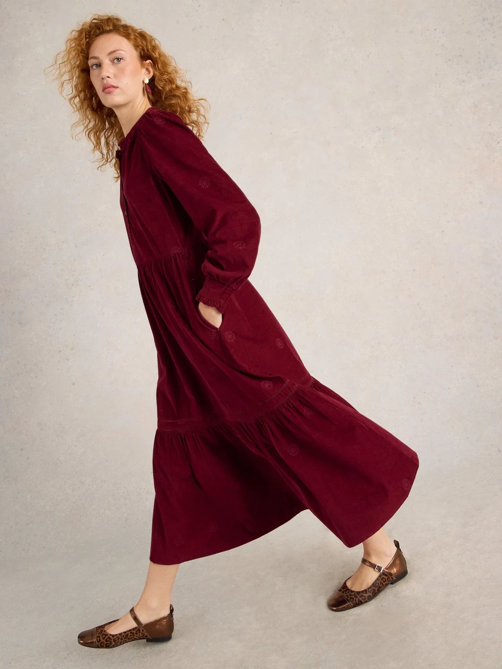 Robe en velours brodée Finn - Dk Plum - 52/R Image 1