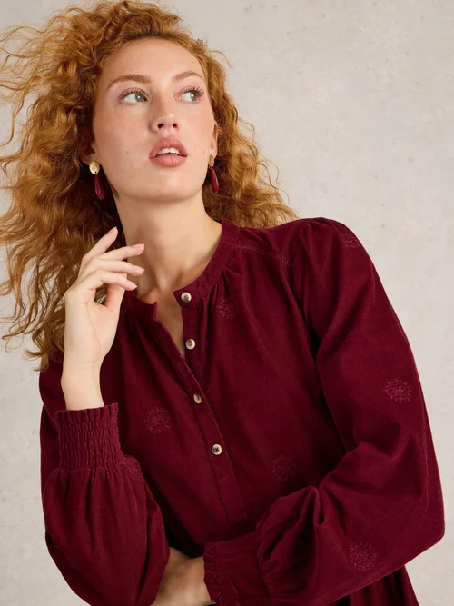 Robe en velours brodée Finn - Dk Plum - 52/R Image 3