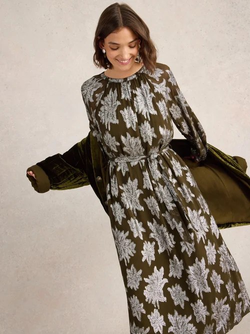 Robe longue Phoebe en jacquard - Green Mlt - 50/R Image 1
