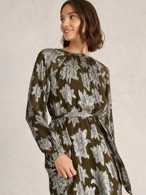 Robe longue Phoebe en jacquard - Green Mlt - 50/R Image 3