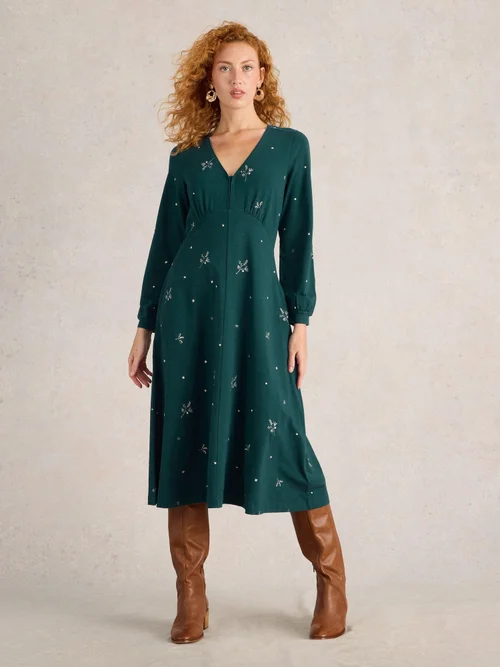 Robe en jersey brodé Megan - Teal Mlt - 52/R Image 2