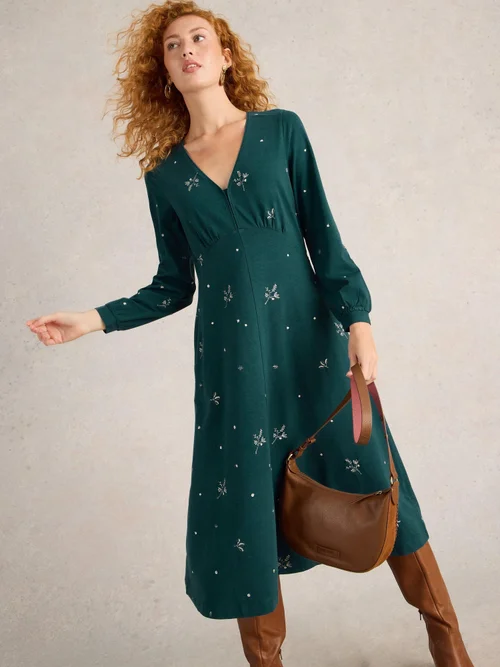 Robe en jersey brodé Megan - Teal Mlt - 52/R Image 1