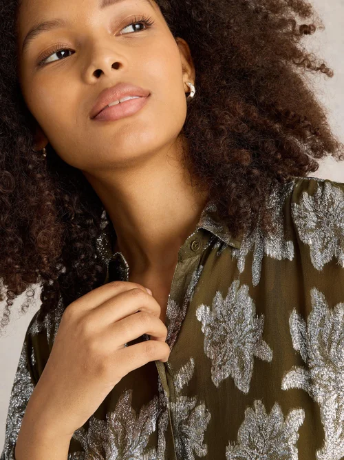 Chemise Phoebe en jacquard - Green Mlt - 46 Image 3