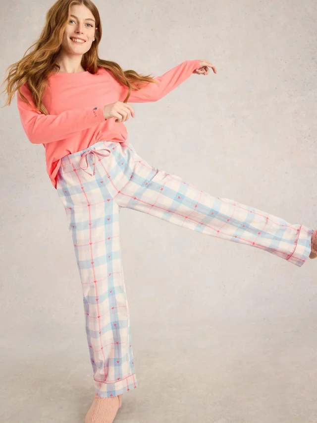 Pantalon de pyjama Nina en jersey à carreaux biologique