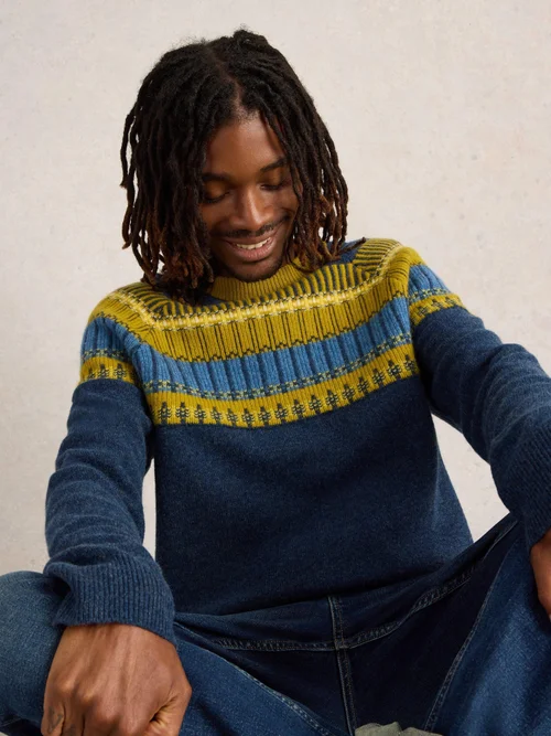 Pull à col rond Fairisle - Navy Multi - XXXL Image 1