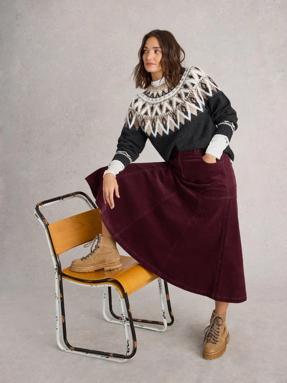 Jupe Quinn en velours biologique - Dk Plum - 52/R Image 1