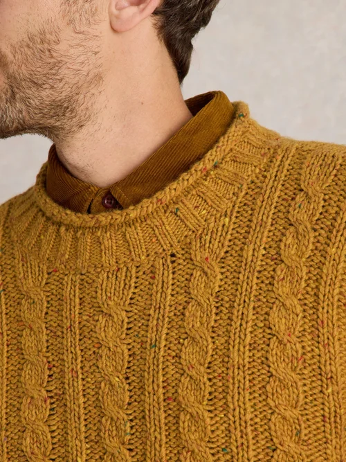 Pull à col rond et motif torsadé - Mid Yellow - XXL Image 3