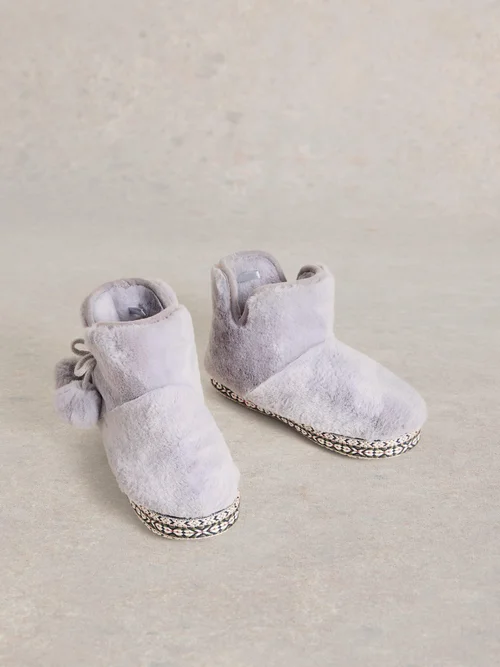 Chaussons bottines en fausse fourrure - Mid Grey - S Image 2