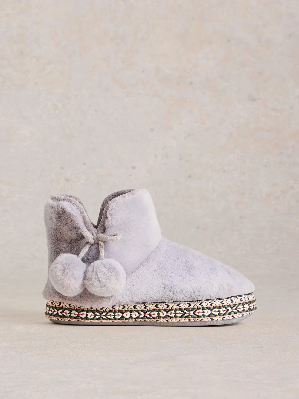 Chaussons bottines en fausse fourrure - Mid Grey - S Image 1