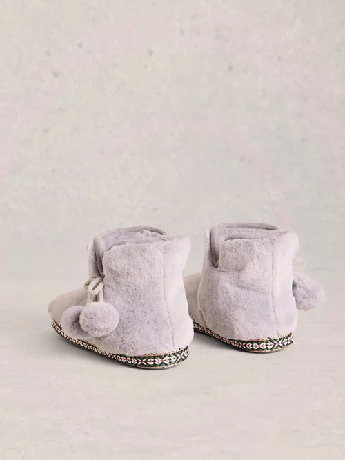 Chaussons bottines en fausse fourrure - Mid Grey - S Image 3