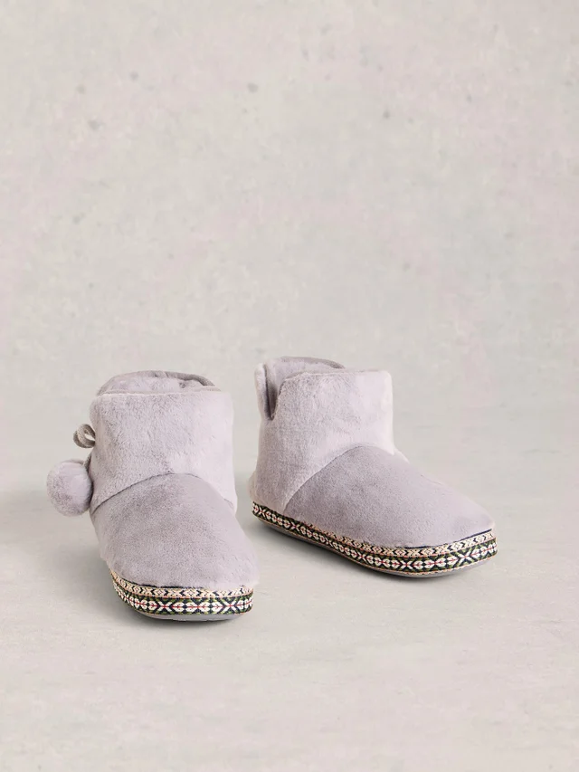 Chaussons bottines en fausse fourrure