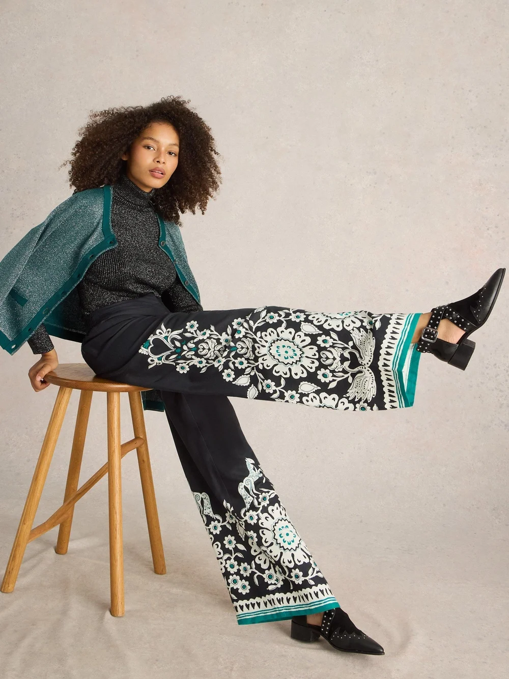 Pantalon large Belle - Blk Mlt - 42/R Image 1