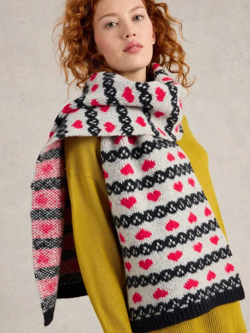 Écharpe Fairisle à motif cœur Image 2