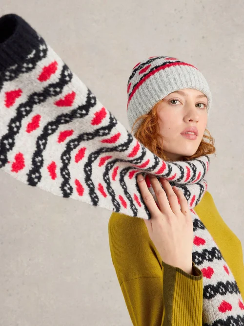 Écharpe Fairisle à motif cœur Image 1