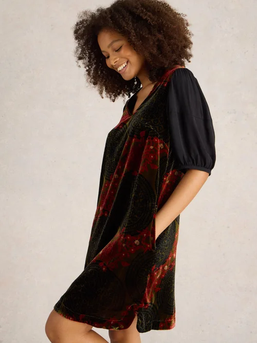 Robe en velours mélangé Cleo - Green Pr - 38/R Image 3