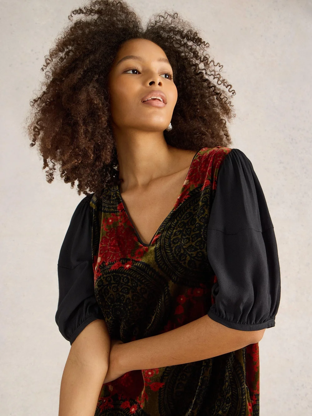 Robe en velours mélangé Cleo - Green Pr - 38/R Image 1