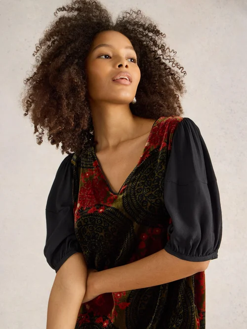 Robe en velours mélangé Cleo - Green Pr - 38/R Image 1