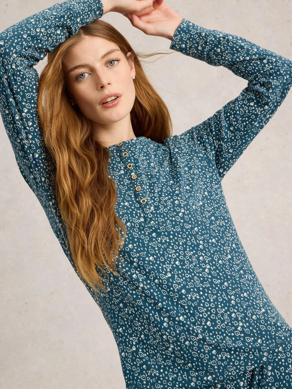 Haut en jersey Hailey Henley - Teal Pr - XXXL Image 1