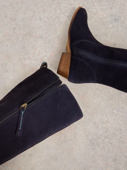 Bottes en daim à large coupe montant jusqu'aux genoux - Dark Navy - 38 Image 3
