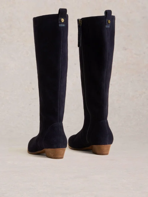 Bottes en daim à large coupe montant jusqu'aux genoux - Dark Navy - 38 Image 4
