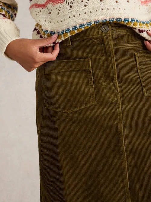 Jupe en velours côtelé biologique Melody - Khaki Grn - 52 Image 3