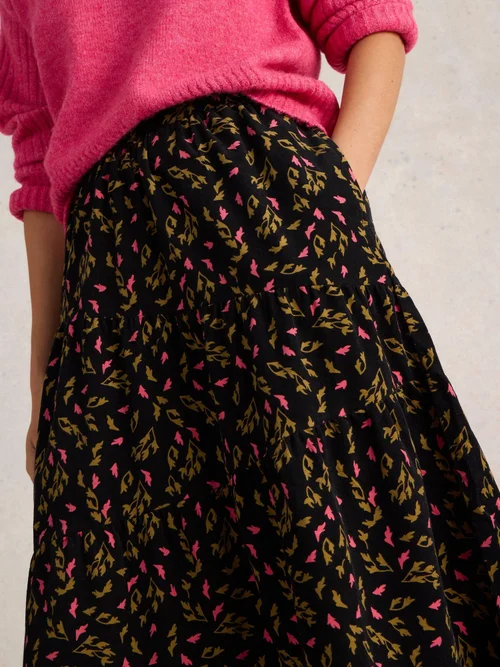 Jupe à volants en velours côtelé Jenna - Blk Pr - 52/R Image 3