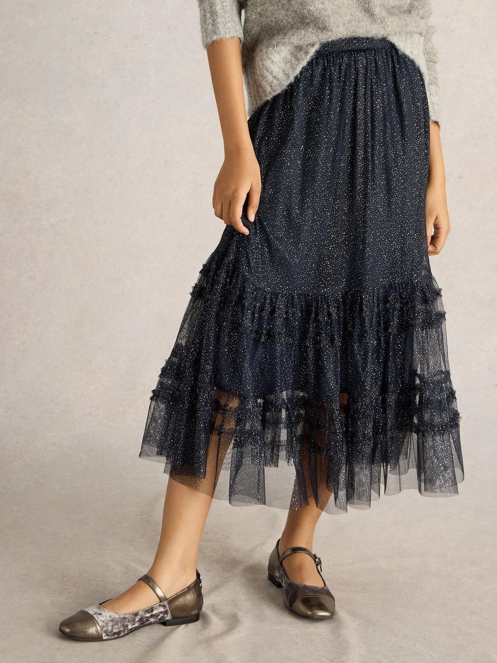 Jupe Nova en tulle scintillant - Navy Multi - 52 Image 1