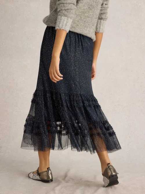 Jupe Nova en tulle scintillant - Navy Multi - 52 Image 4