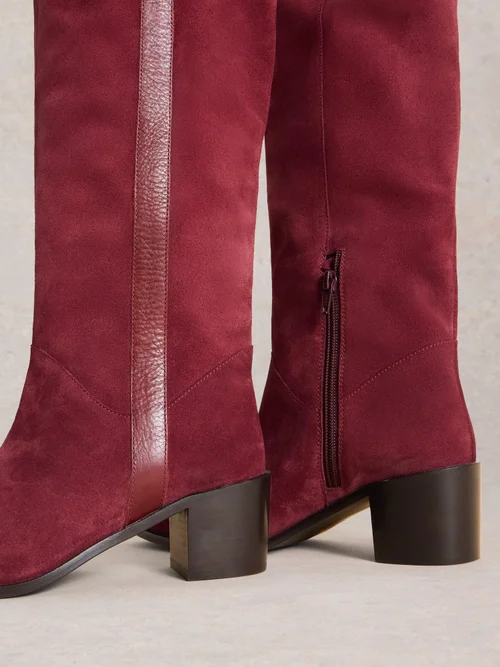 Bottes en daim Izzy montant jusqu'aux genoux - Dk Red - 41 Image 4