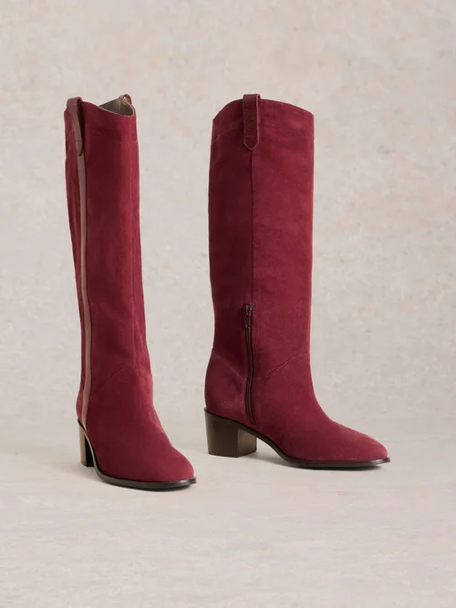 Bottes en daim Izzy montant jusqu'aux genoux - Dk Red - 41 Image 3