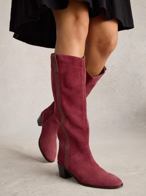 Bottes en daim Izzy montant jusqu'aux genoux - Dk Red - 36 Image 2